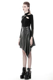 Punk PU leather zippered irregular midi skirt KW164 - Gothlolibeauty