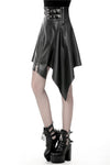 Punk PU leather zippered irregular midi skirt KW164 - Gothlolibeauty