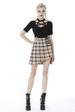 Punk checked asymmetrical pleated short skirt KW173 - Gothlolibeauty