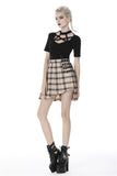 Punk checked asymmetrical pleated short skirt KW173 - Gothlolibeauty