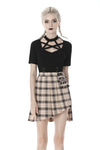 Punk checked asymmetrical pleated short skirt KW173 - Gothlolibeauty