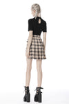 Punk checked asymmetrical pleated short skirt KW173 - Gothlolibeauty