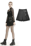 Punk metal chain decorative pleated mini skirt KW182