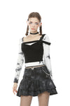 Punk tiepins tie-dyed short skirt KW190