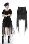 Gothic lace up velvet mesh high-low skirt KW196