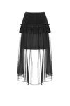 Gothic lace up velvet mesh high-low skirt KW196
