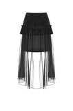 Gothic lace up velvet mesh high-low skirt KW196