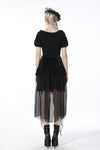 Gothic lace up velvet mesh high-low skirt KW196
