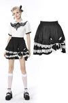 Black lolita white bow contrast mini skirt KW201