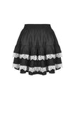 Black lolita white bow contrast mini skirt KW201