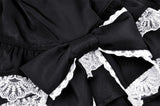 Black lolita white bow contrast mini skirt KW201