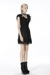 Black lolita lace layered trim mini skirt KW206