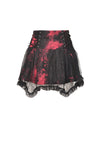 Punk black red tie-dyed covered mesh mini skirt KW207