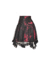 Punk black red tie-dyed covered mesh mini skirt KW207