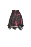 Punk black red tie-dyed covered mesh mini skirt KW207