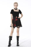 Punk black red tie-dyed covered mesh mini skirt KW207