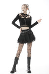 Punk mesh studded flap mini skirt KW210