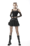 Punk mesh studded flap mini skirt KW210