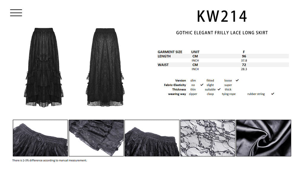 Gothic elegant frilly lace long skirt KW214 – Gothlolibeauty