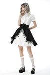 Black white lolita frilly star high waist skirt KW221