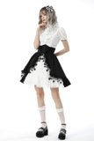 Black white lolita frilly star high waist skirt KW221