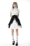 Black white lolita frilly star high waist skirt KW221