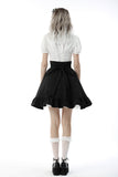 Black white lolita frilly star high waist skirt KW221