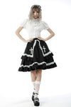 Black lolita white ruffle doll skirt KW223