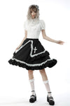 Black lolita white ruffle doll skirt KW223
