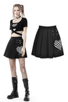 Punk black white check heart pleated skirt KW225