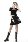 Punk black white check heart pleated skirt KW225