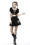 Punk black white check heart pleated skirt KW225