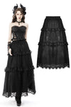 Gothic ruffle lace long skirt KW227