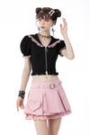 Alternative rebel pink heart bag pleated mini skirt KW231