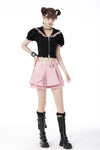 Alternative rebel pink heart bag pleated mini skirt KW231