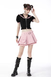 Alternative rebel pink heart bag pleated mini skirt KW231