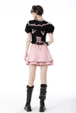 Alternative rebel pink heart bag pleated mini skirt KW231