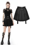 Black punk rock double buckle pleated skirt KW234