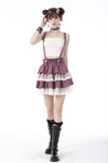 Angel coming plaid lace frilly strap dress KW236