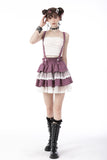 Angel coming plaid lace frilly strap dress KW236