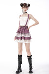 Angel coming plaid lace frilly strap dress KW236