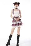 Angel coming plaid lace frilly strap dress KW236