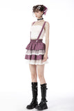 Angel coming plaid lace frilly strap dress KW236