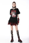 Rebel girl lace plaid irregular mini skirt KW241