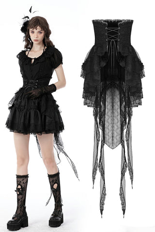 Gothic luxe lace tail high low tunic skirt KW242