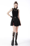 Punk rock high waist pleated hiding red plaid mini skirt KW246
