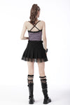Rock girl studded pleated net mini skirt KW248