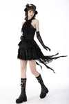 Gothic luxe frilly tail high low tunic skirt KW249