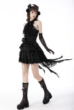 Gothic luxe frilly tail high low tunic skirt KW249