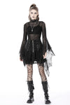 Punk rock lace up shiny PU lace skirt KW258